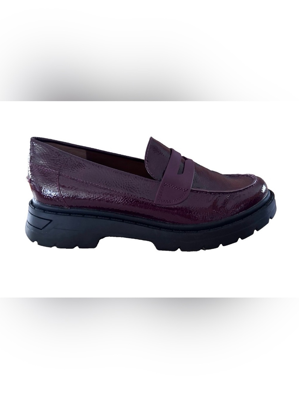 Franco Sarto Camrynn Lug Sole Loafer Vegan Dark Burgundy 7.5M NWOB